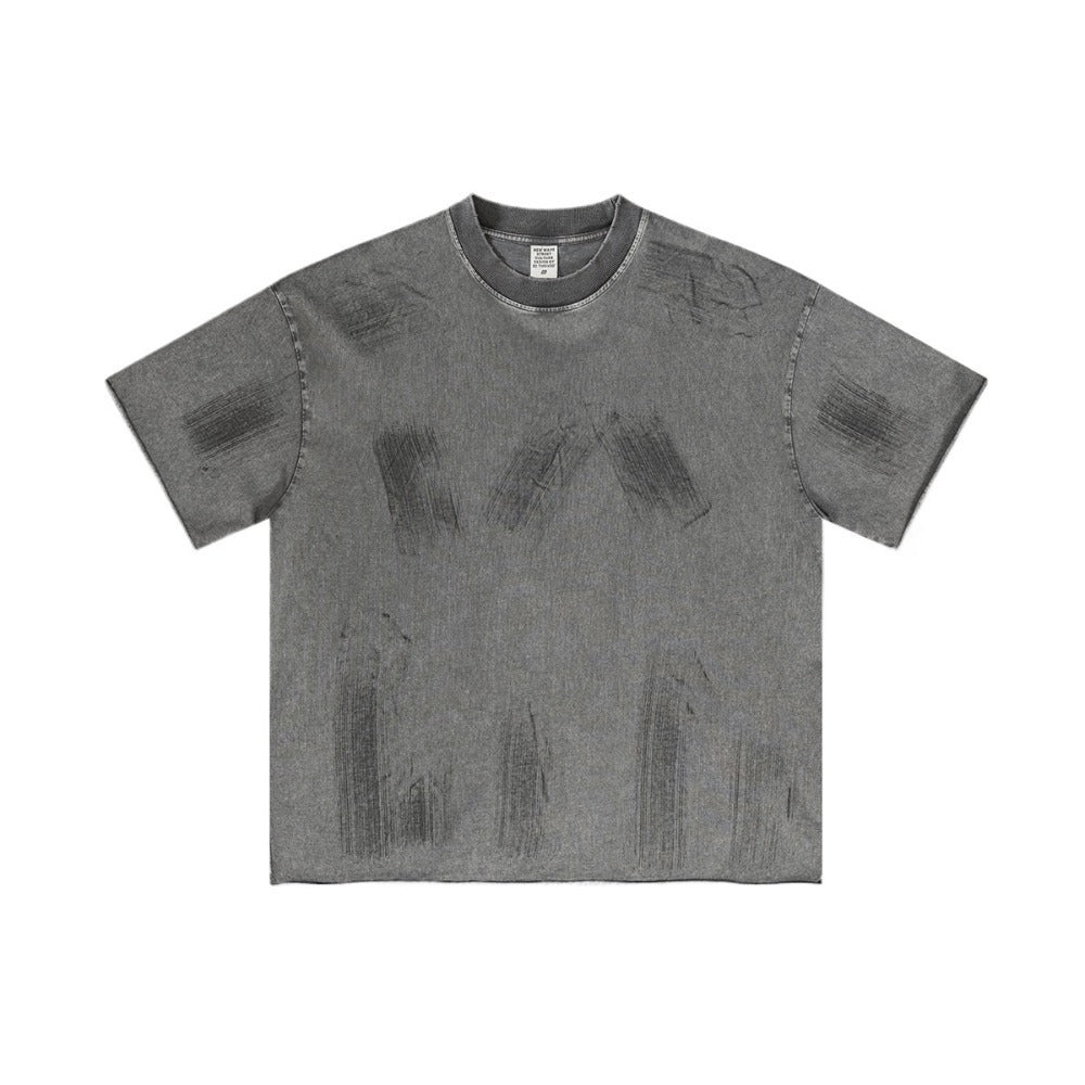 Washed Distressed Short Sleeve Shirt - Thrashink
