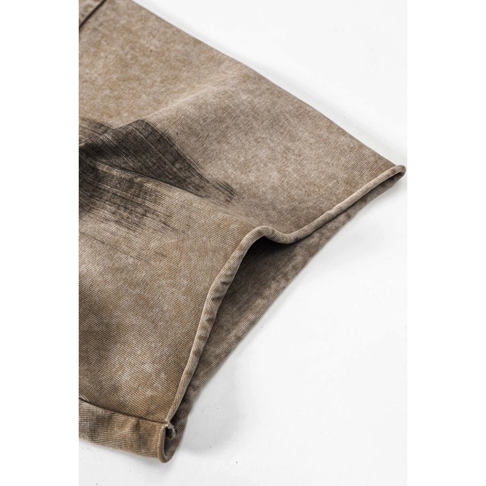 Washed Distressed Short Sleeve Shirt - Thrashink