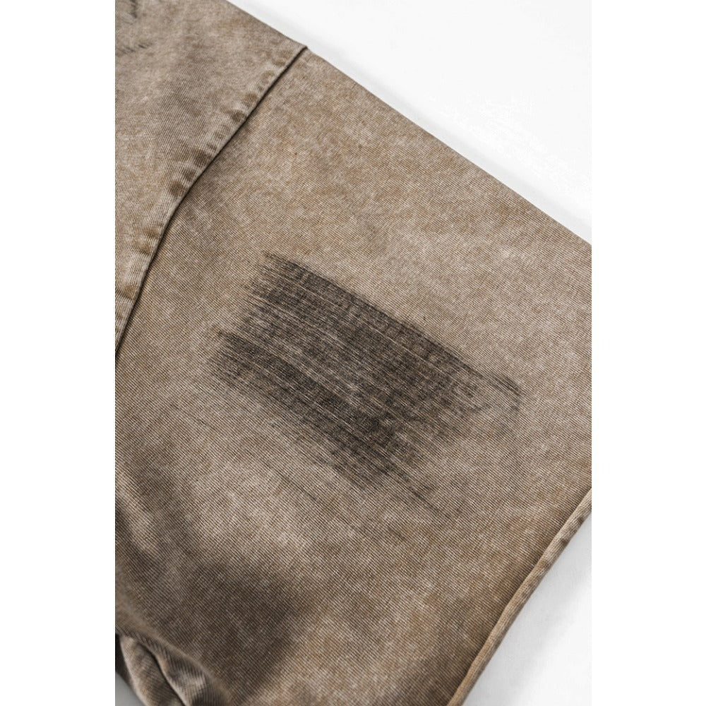 Washed Distressed Short Sleeve Shirt - Thrashink