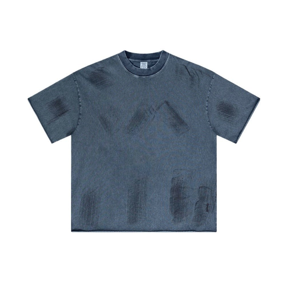 Washed Distressed Short Sleeve Shirt - Thrashink