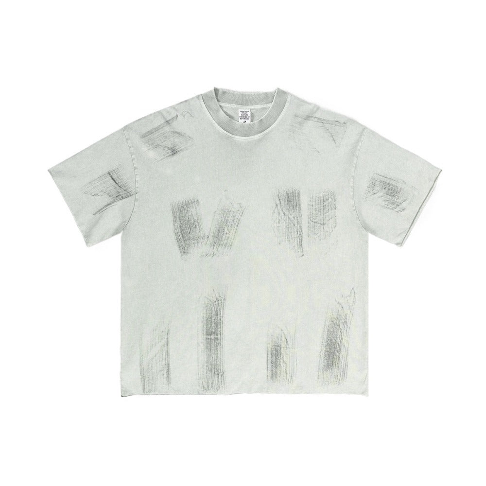 Washed Distressed Short Sleeve Shirt - Thrashink