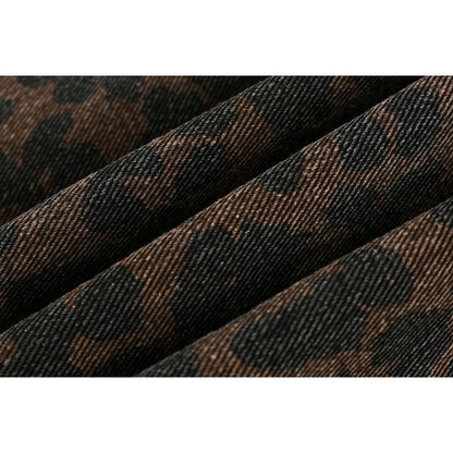 Washed Leopard Print Work Jacket - Thrashink