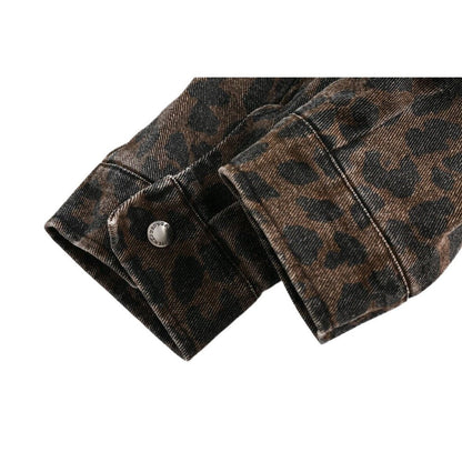 Washed Leopard Print Work Jacket - Thrashink