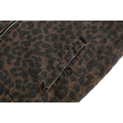 Washed Leopard Print Work Jacket - Thrashink