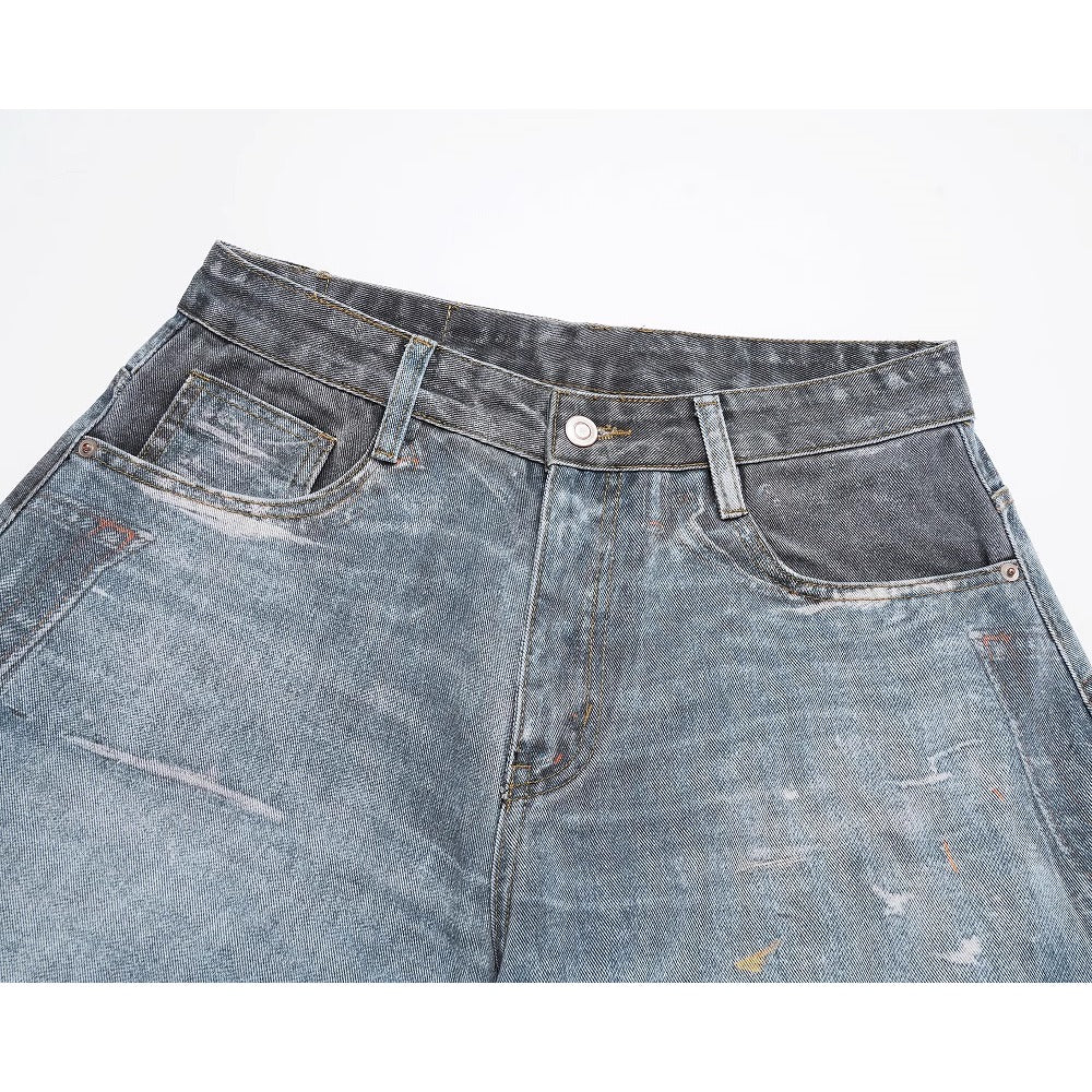 Washed Print Scimitar Jeans - Thrashink