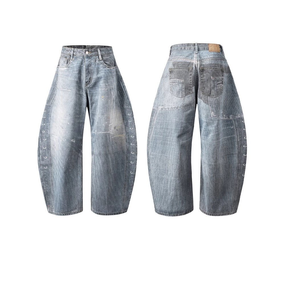 Washed Print Scimitar Jeans - Thrashink