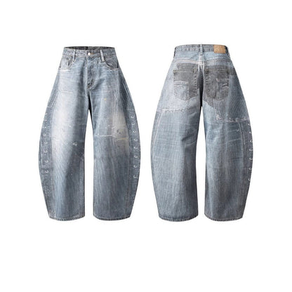 Washed Print Scimitar Jeans - Thrashink