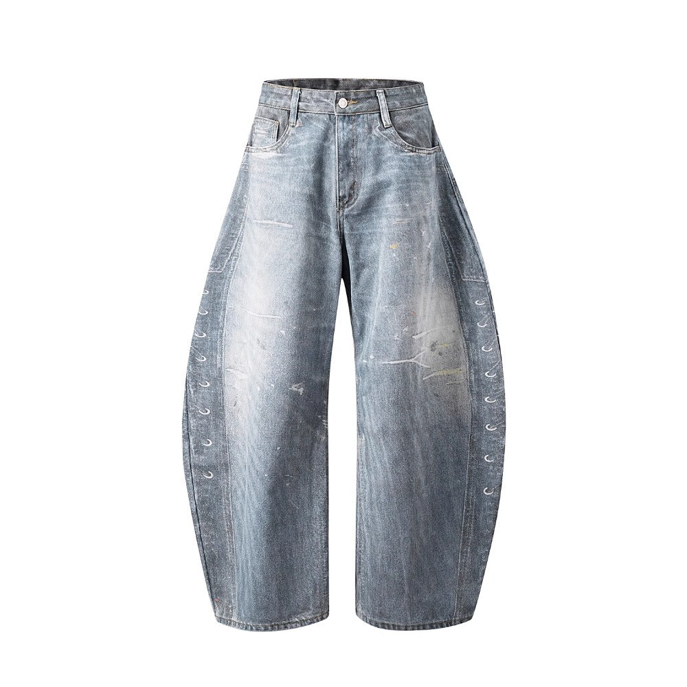 Washed Print Scimitar Jeans - Thrashink