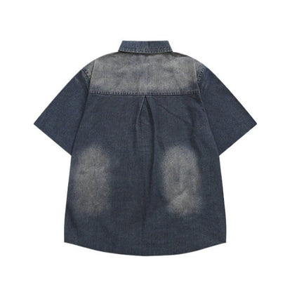 Washed Ripped Denim Shirts - Thrashink