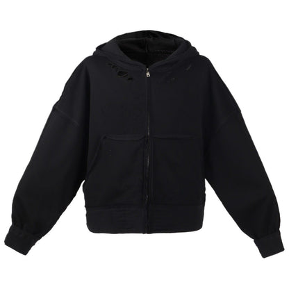 Wasteland - style Distressed Zip - up Hoodie - Thrashink