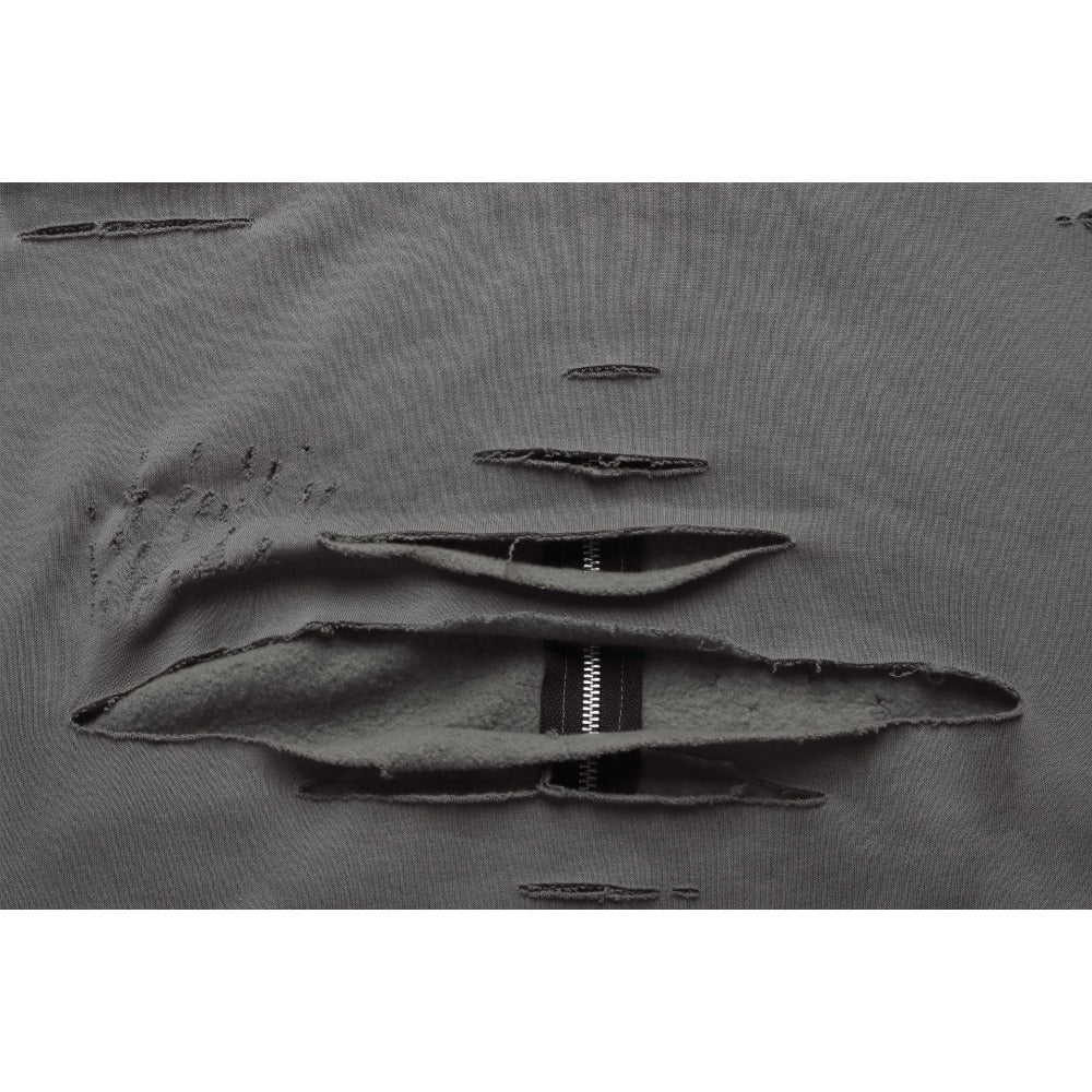 Wasteland - style Distressed Zip - up Hoodie - Thrashink