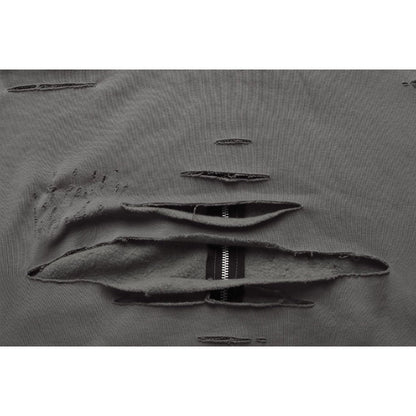 Wasteland - style Distressed Zip - up Hoodie - Thrashink