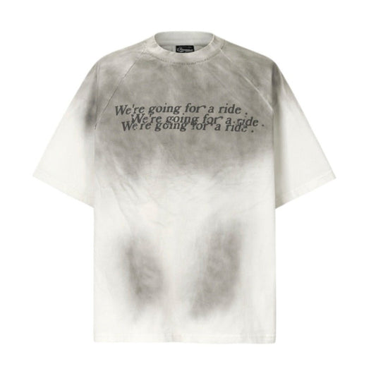 "We're Going For a Ride" Print Distressed T-Shirt - Thrashink