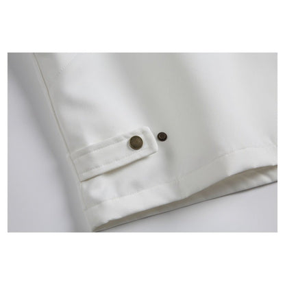 White Multi - Pocket Contrast Lapel Jacket - Thrashink