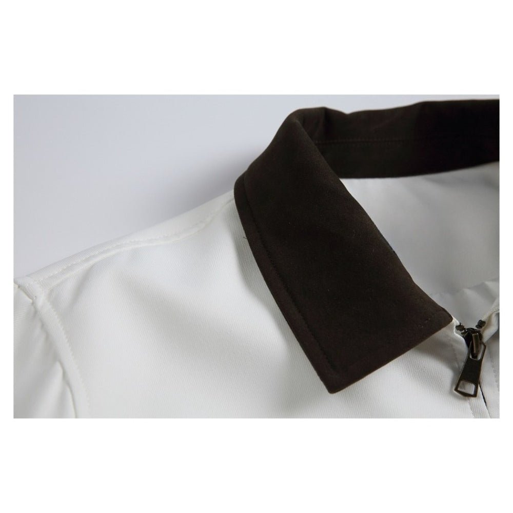 White Multi - Pocket Contrast Lapel Jacket - Thrashink