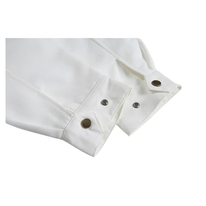 White Multi - Pocket Contrast Lapel Jacket - Thrashink