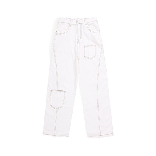White Wide Leg Loose Fitting Jeans - Thrashink