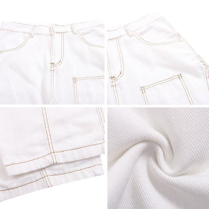 White Wide Leg Loose Fitting Jeans - Thrashink