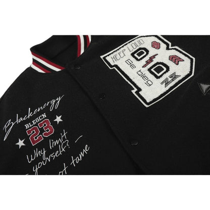 Wild At Heart Embroidered Varsity Padded Jacket - Thrashink