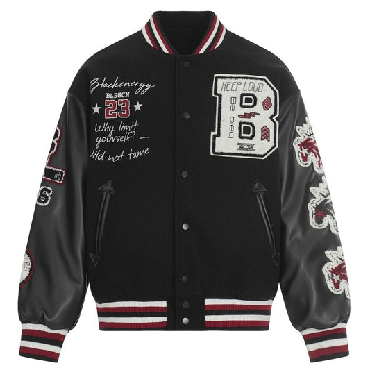 Wild At Heart Embroidered Varsity Padded Jacket - Thrashink