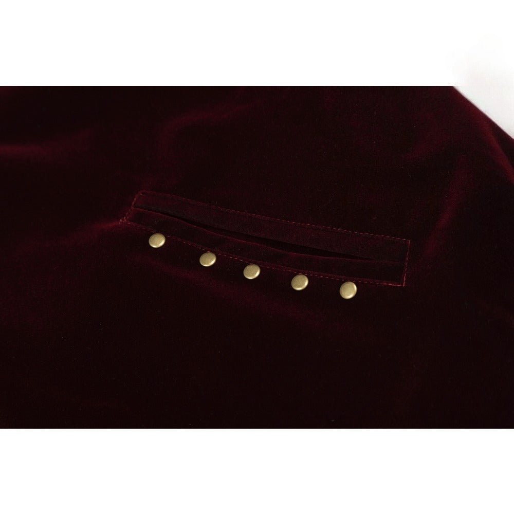 Wine Velvet Pearl - Embellished Jacket - Thrashink
