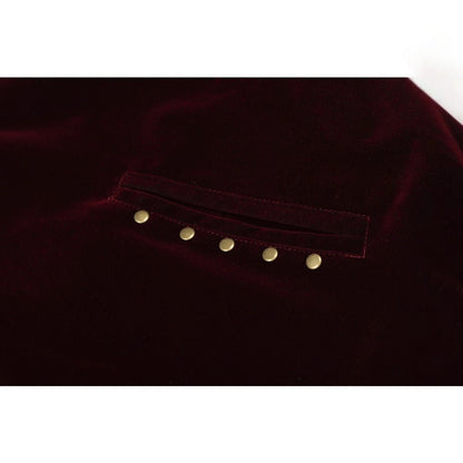 Wine Velvet Pearl - Embellished Jacket - Thrashink