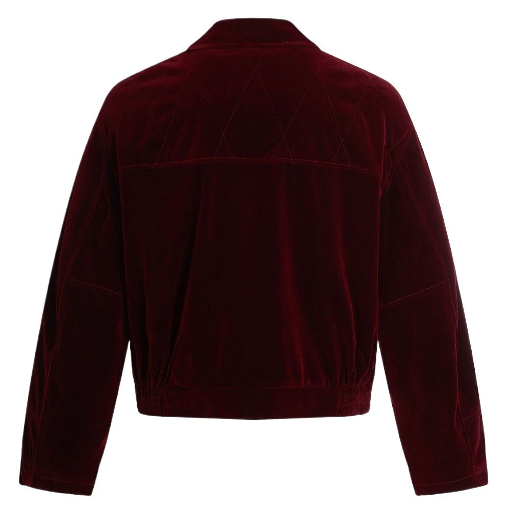 Wine Velvet Pearl - Embellished Jacket - Thrashink